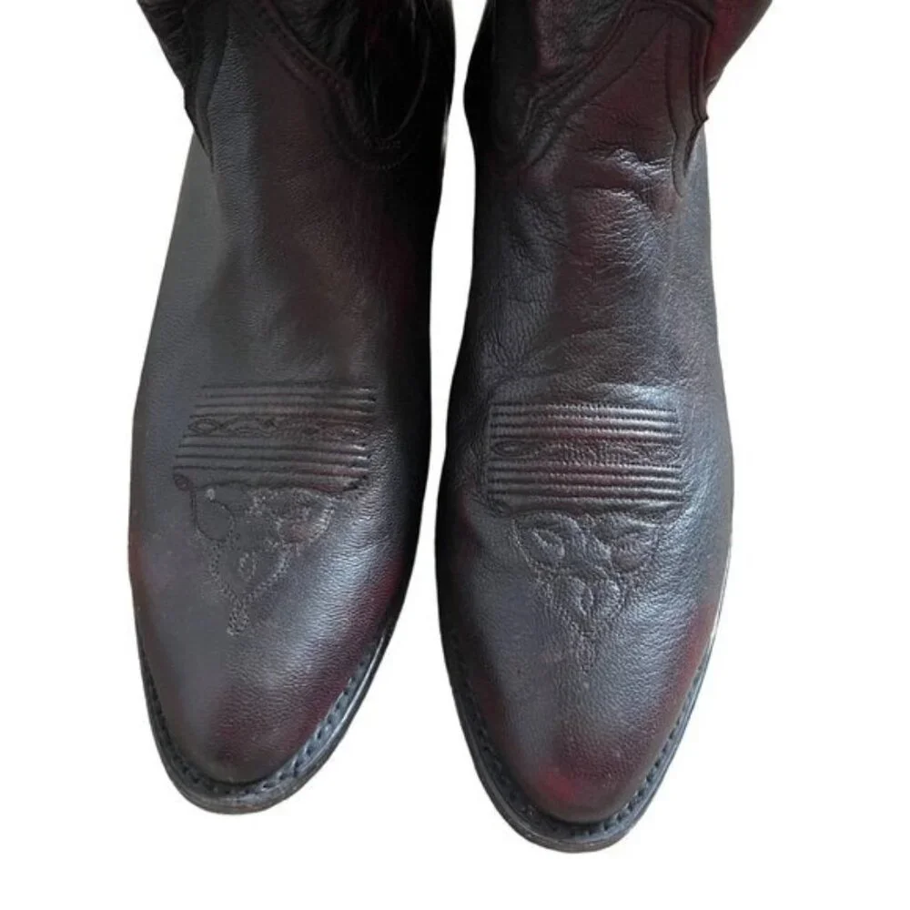 Cattle Baron Deep Cherry Brown Western Cowboy Boot Mens Size 11 D Made in Mexico - Picture 7 of 12